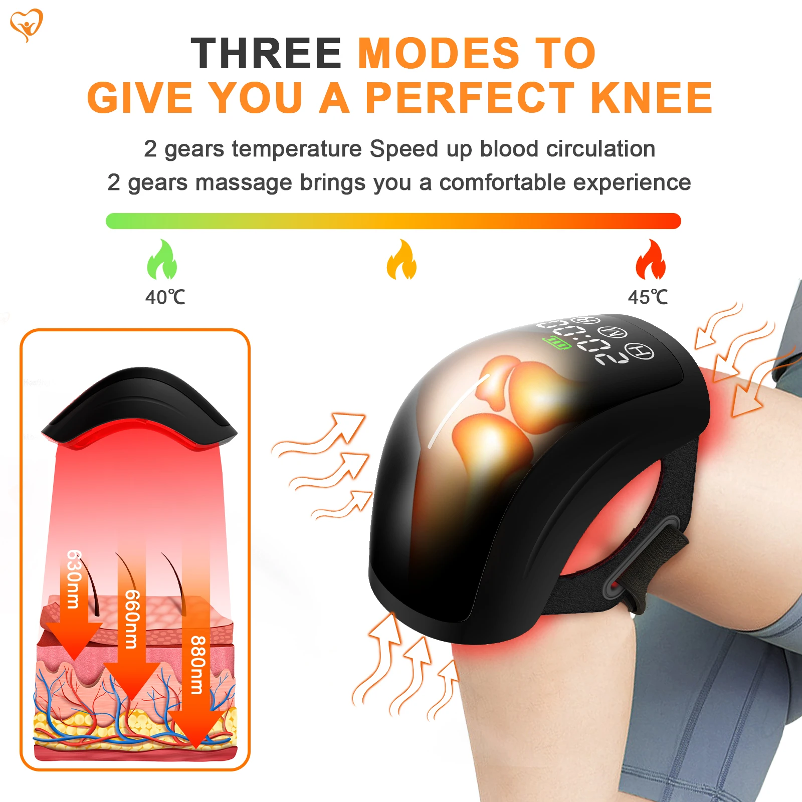 Knee Massager Red Light Therapy Device 70*880nm 660nm 630nm 3 in 1 210 Beads Vibration Massage Joint Pain Relief Relaxing view 3