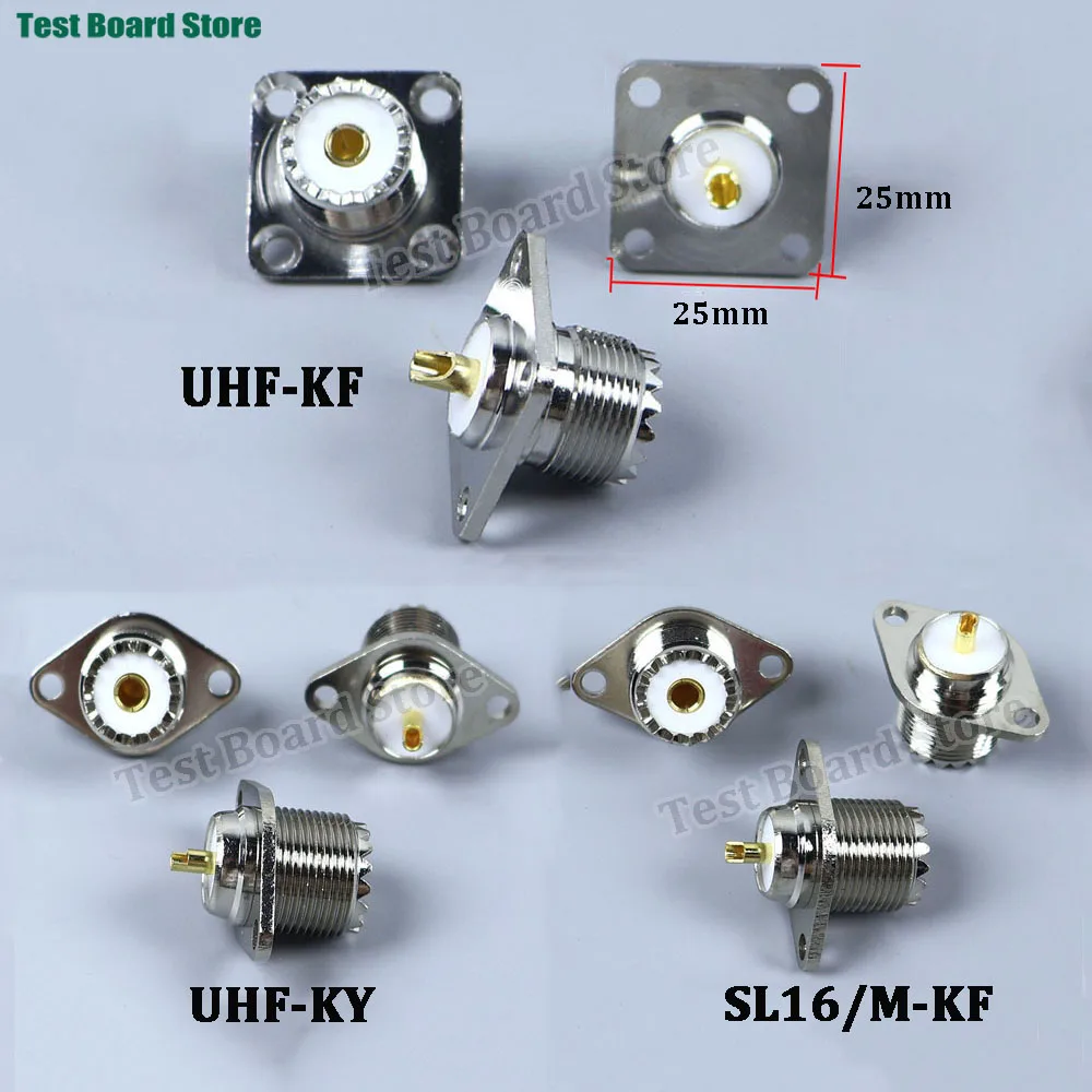 1/2pcs UHF SO239 Bulkhead Female Panel Mount Flange Solder Cup 4 Hole Chassis PL259 RF Coaxial Connector Coax Antenna Adapter