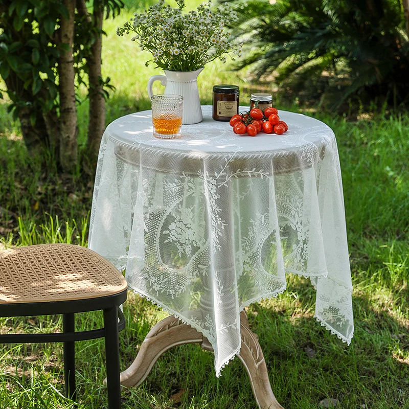 White lace tablecloth lace atmosphere photo props dining table decoration