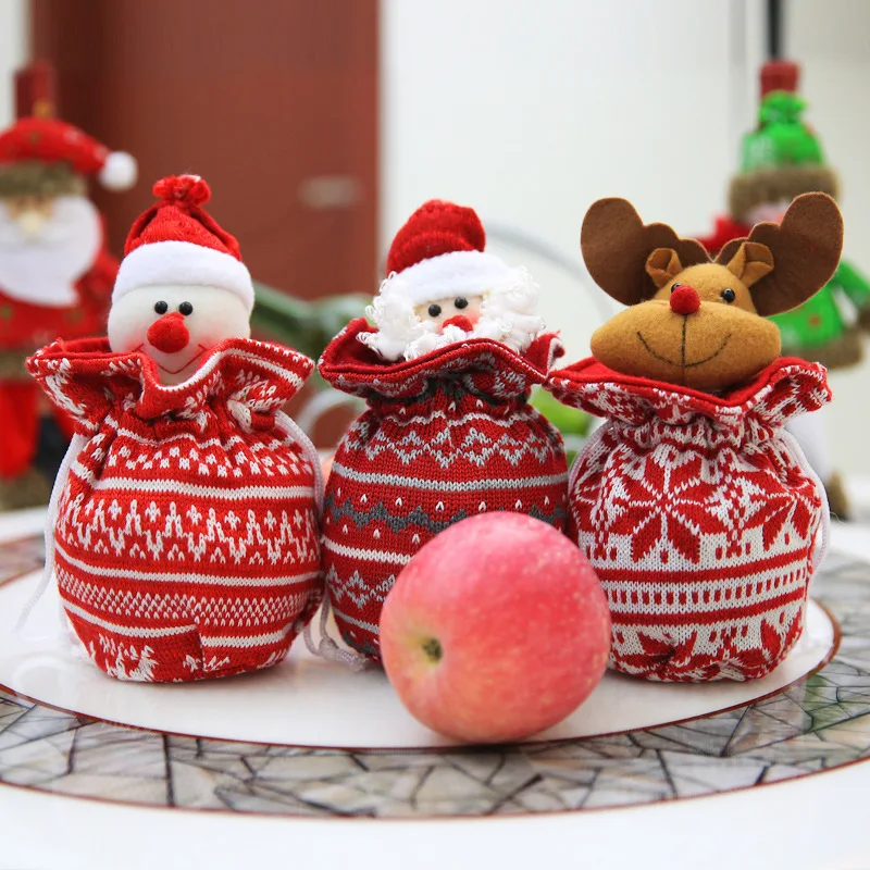 

Creative new woven 3D Christmas apple bag Christmas gift bag, snowman, Father Christmas, moose, bear Christmas candy bag