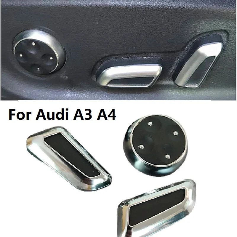 

6 Pcs Seat Adjustment Knob Button Switch Cover Trims for Audi A3 A4 B8 A5 A6 C6 C7 A7 Q3 Q5 Car Black Chromed