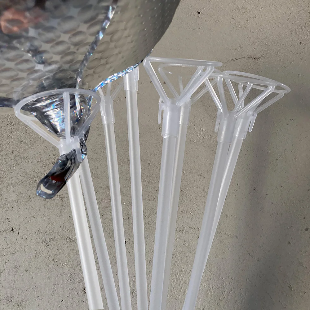 

25-50 Set Large Balloon 40cm Sticks with Big Cups Thickened Long Clear Bobo Balloon Sticks Holders 10" to 30inch Large Balloons