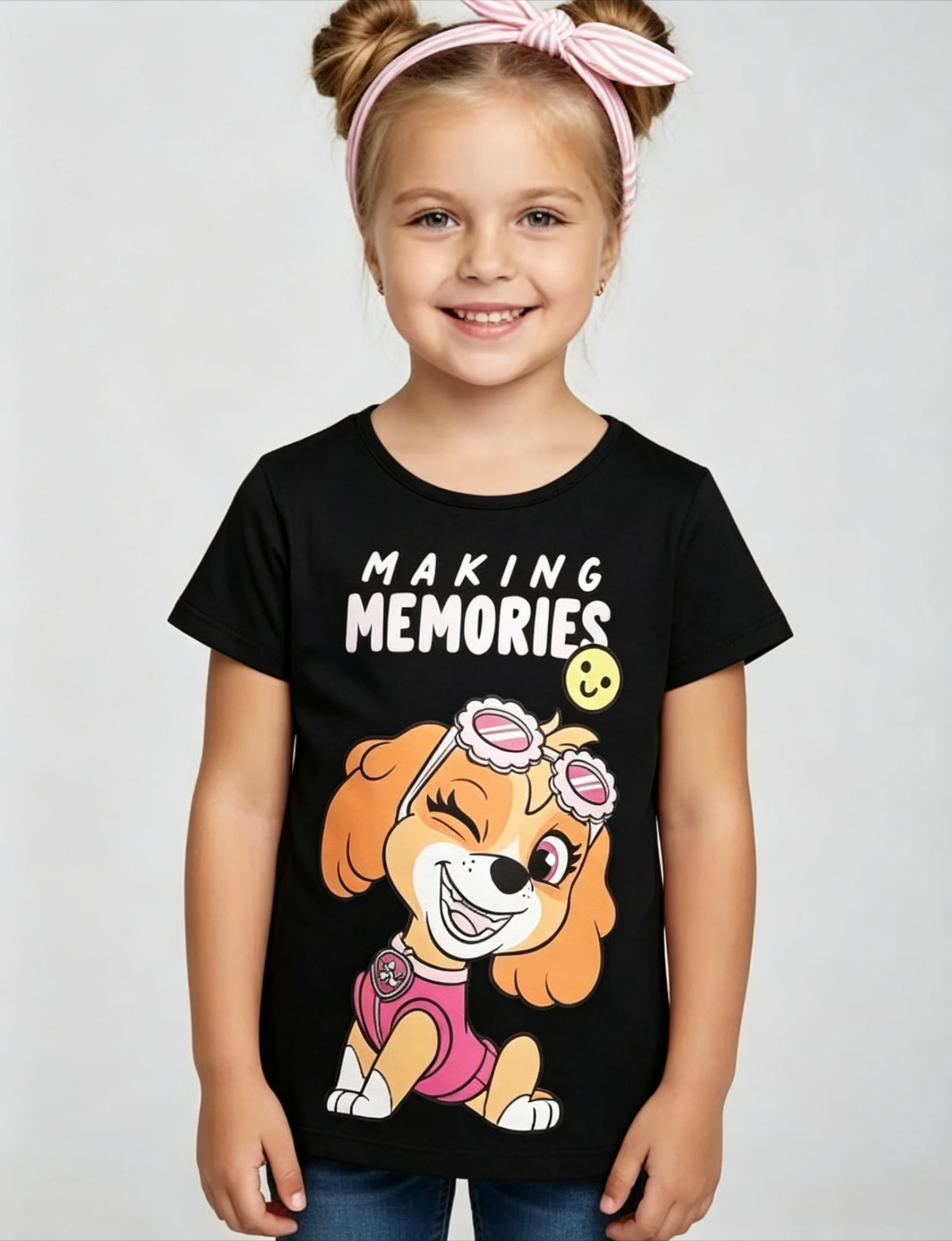Paw Patrol Short Sleeved T-shirt Cartoon Skye Liberty Dog Pattern Printed Soft Cotton for Little Girl's Birthday Gift