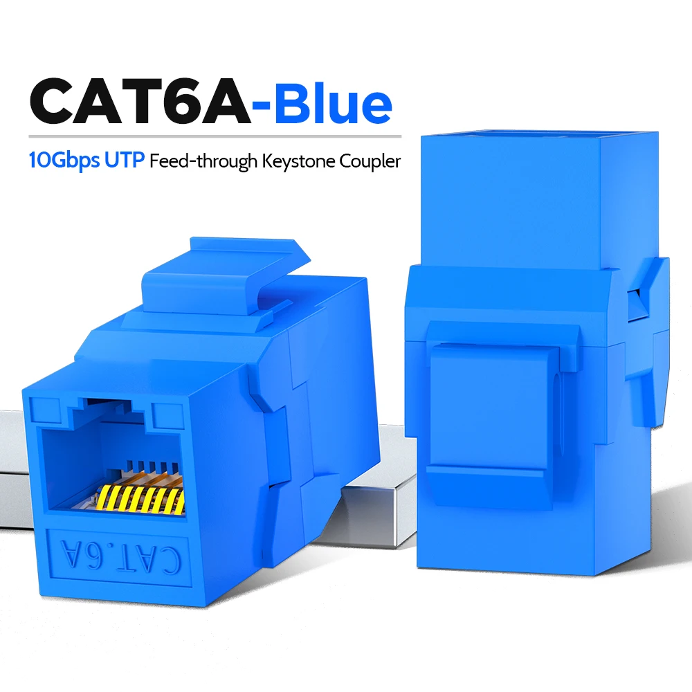 CAT6A RJ45 Inline-koppeling Keystone-aansluiting, AMPCOM RJ45 Cat6 CAT5E Rechte Keystone-module Extender Adapterkoppelingen