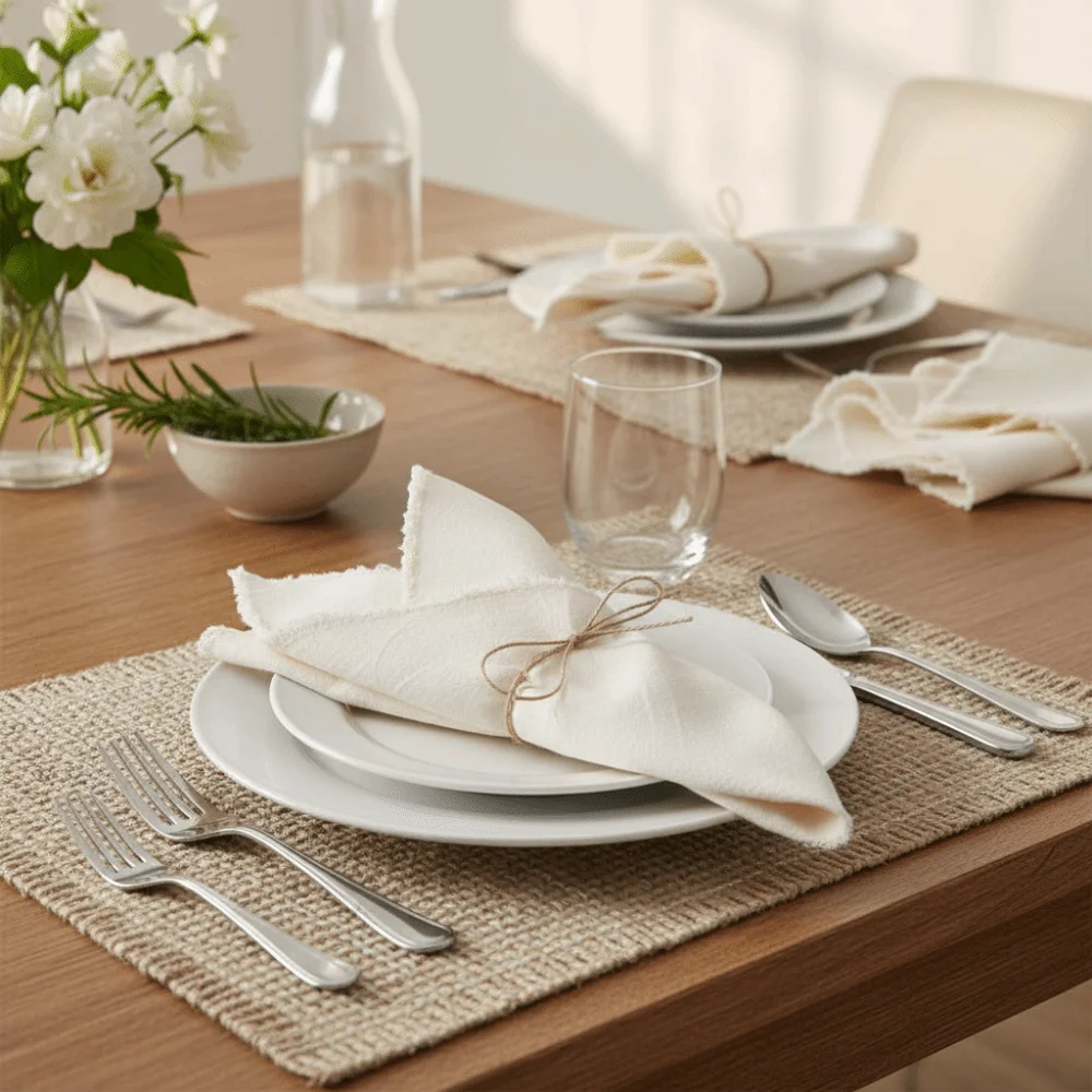 4 قطعة مناديل الكتان القطنية ذات الطراز الريفي صديقة للبيئة مفارش ناعمة مزخرفة بلون واحد منشفة شاي خلفيات الطعام