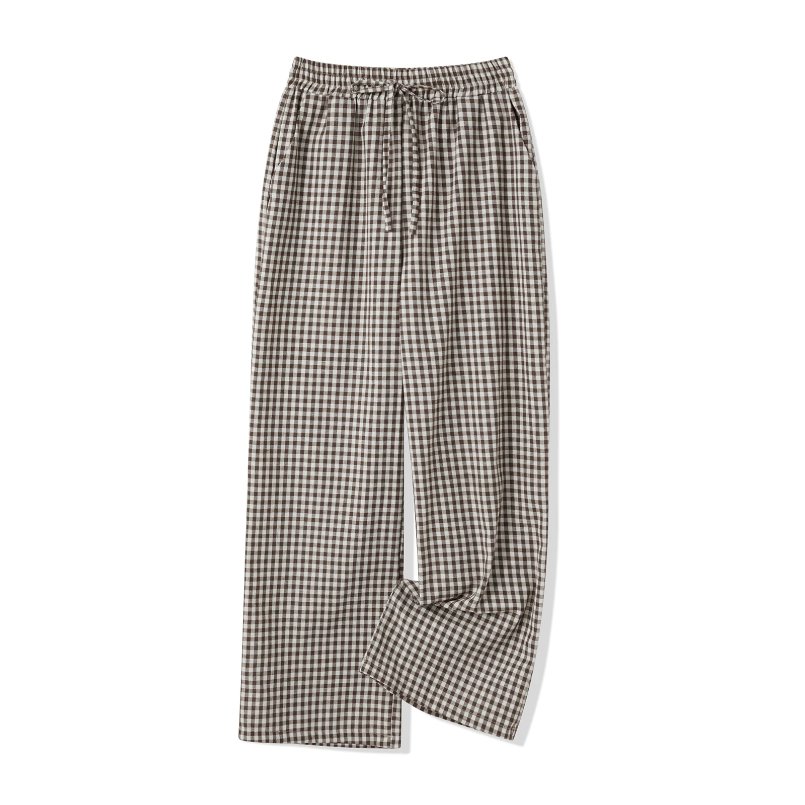 Damen lässig weites Bein lange Hose Vintage Plaid Print Kordel zug locker sitzen Lounge Hosen Pyjama Hosen y2k Streetwear