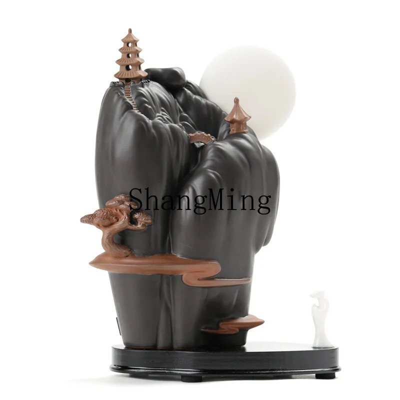 

PYH backflow incense burner ornament alpine flowing water bergamot large backflow sandalwood burner LED factory