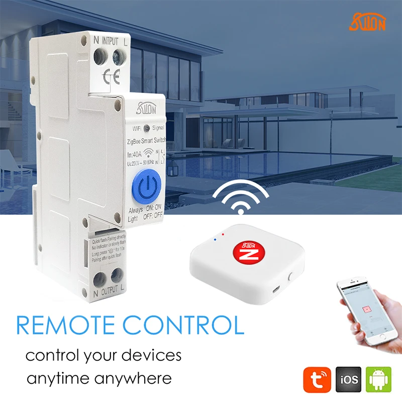 ZigBee Din Rail Circuit Breaker Smart Timer Switch relè telecomando di Tuya con Smart Home Voice Alexa Google Home 1P