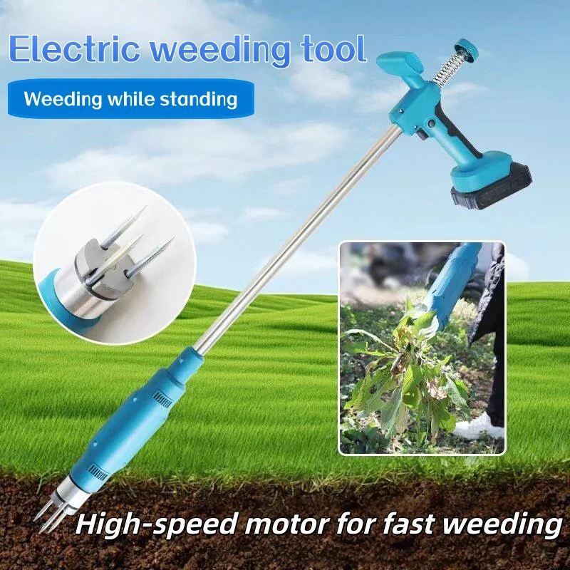 Adjustable Long Handle Cordless Electric Weed Extractor Battery Operated Root Weeding Tool Easy Operate No Bending Weed Puller