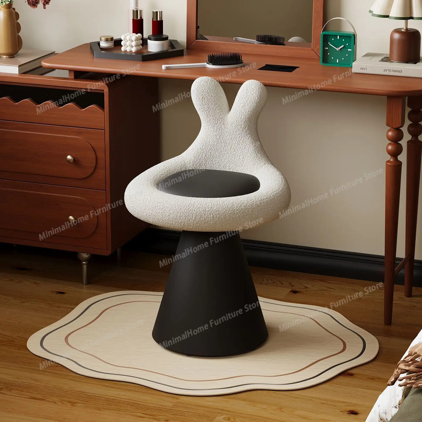 

Винтажный вращающийся стул для туалетного столика в стиле ретро с бантом на спинке, роскошное кресло для спальни, акцентное кресло для гостиной, удобное сиденье.