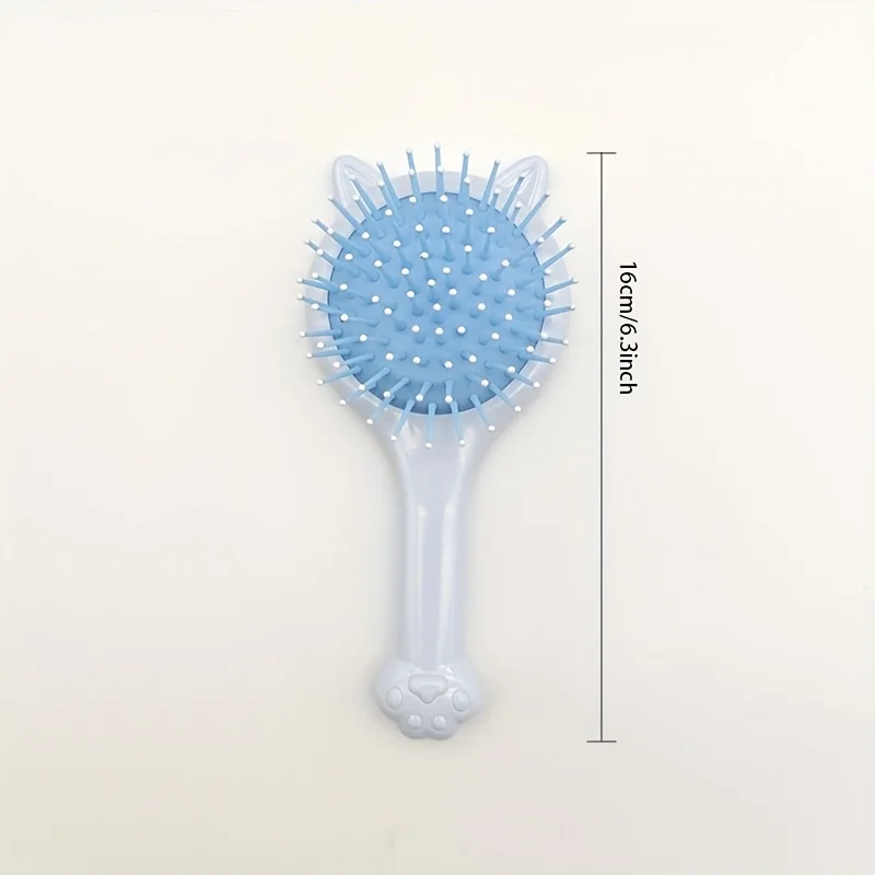 Mini Cat Ear Massage Airbag Hair Brush With Makeup Mirror Cartoon Hairdressing Comb For Girls