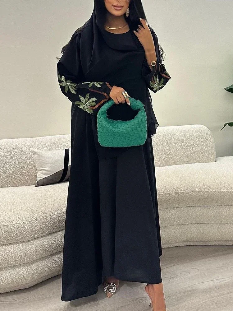 Eid Nida Muslim Abaya for Women Embroidery Abayas Saudi Arabic Dress Black Caftan Maxi Vestidos Morocco Kaftan Long Robe 2023