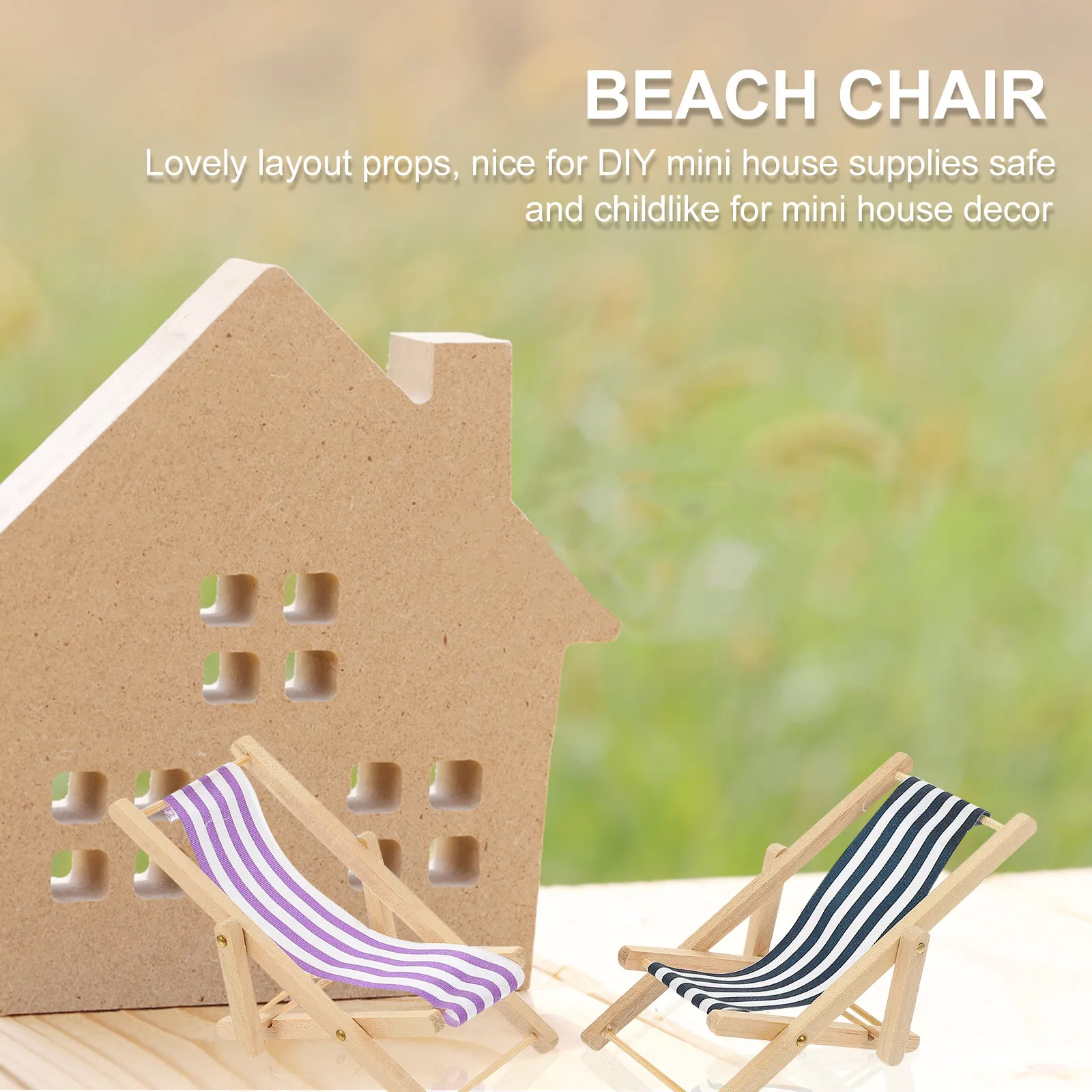 

2 шт. миниатюрные шезлонги-кресла для пляжа, складные, декоративная миниатюрная мебель для DIY мини-домиков, подарок для детей