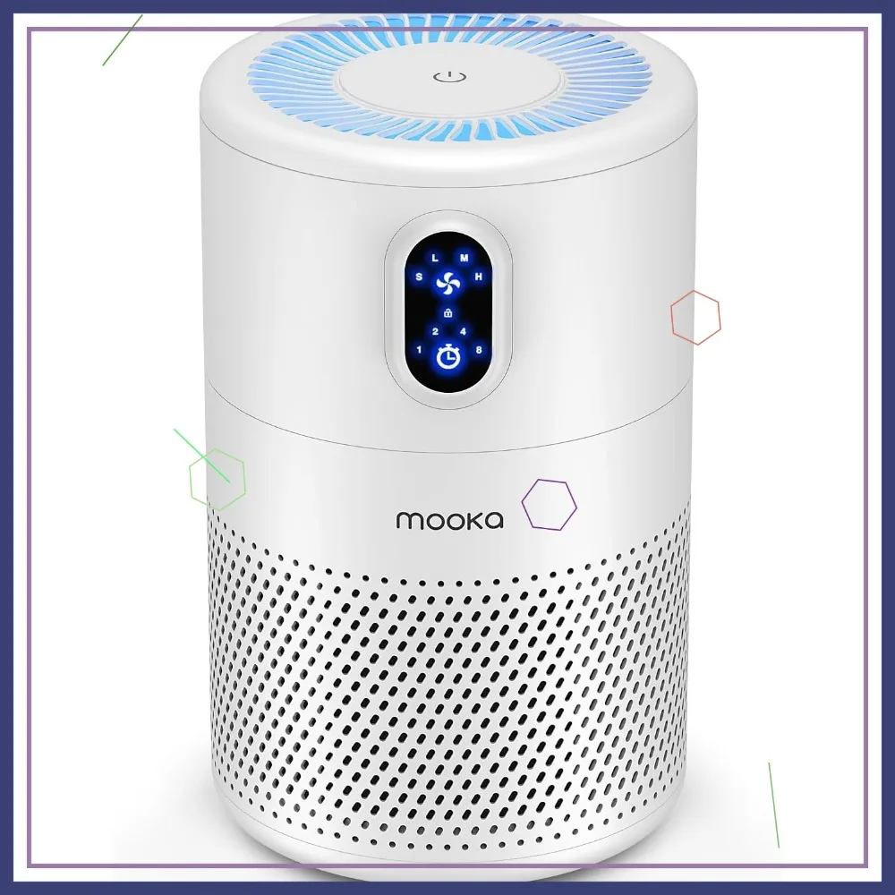 

H13 True HEPA Air Purifier for Large Rooms up to 1076ft², Odor Eliminator, Night Light, White