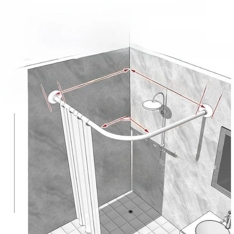 Arc Shaped Bathroom Shower Rod No Drilling L Shaped Half U Curtain Type Retractable Stainless Steel Clothes Drying Rack