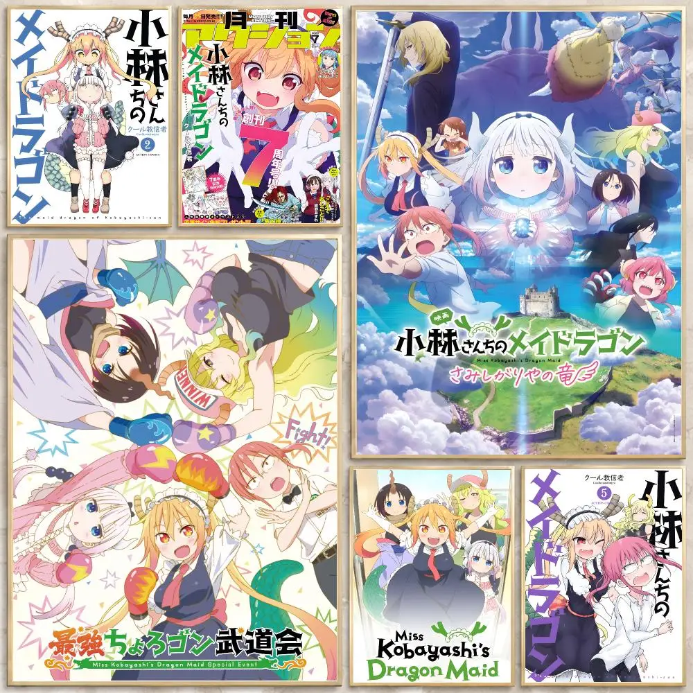 Anime Miss Kobayashi's Dragon Maid Poster Print Wall Art Pictures Canvas Painting Living Room Bedroom Home Decor