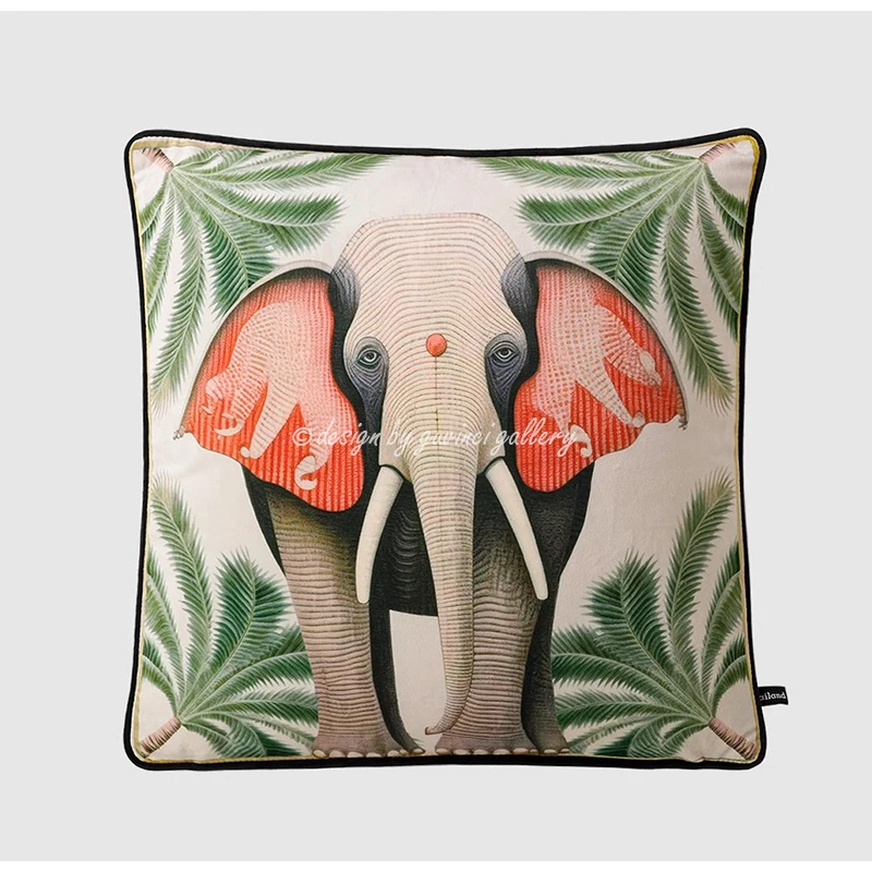 GUVINCI Manyara Giraffe Botanical Amongst The Tropical Floral Plush Velvet Pillow Case Perfect Addition To Any Room In Your Home