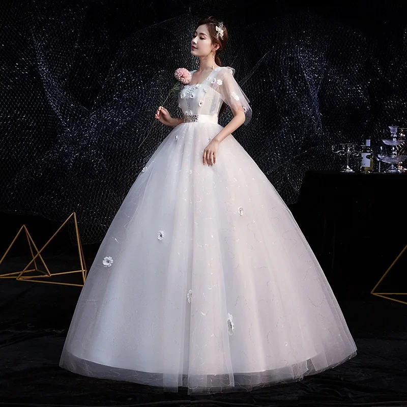 Customized Wedding Dress New High Waist Pregnant Women Large Size Lace Up Wedding Dresses Ball Gownsvestido De Novia Bridal