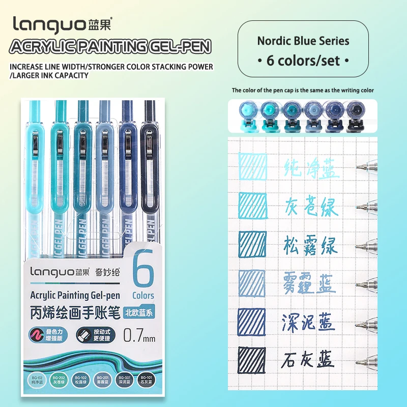 6/36/54/72/90 Kleur Acryl Schilderen Gel Pennen Set Intrekbare 0.7mm Tip Handboek Pen Voor Student Art schilderen Graffiti Schrijven