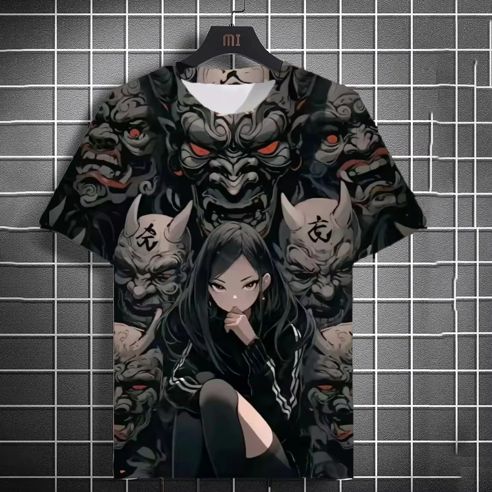 

Japanese Men's T-shirt 3D Female Samurai Printed Animation T-shirt Street Style Men's Clothing Soft And Breathable Casual Wear