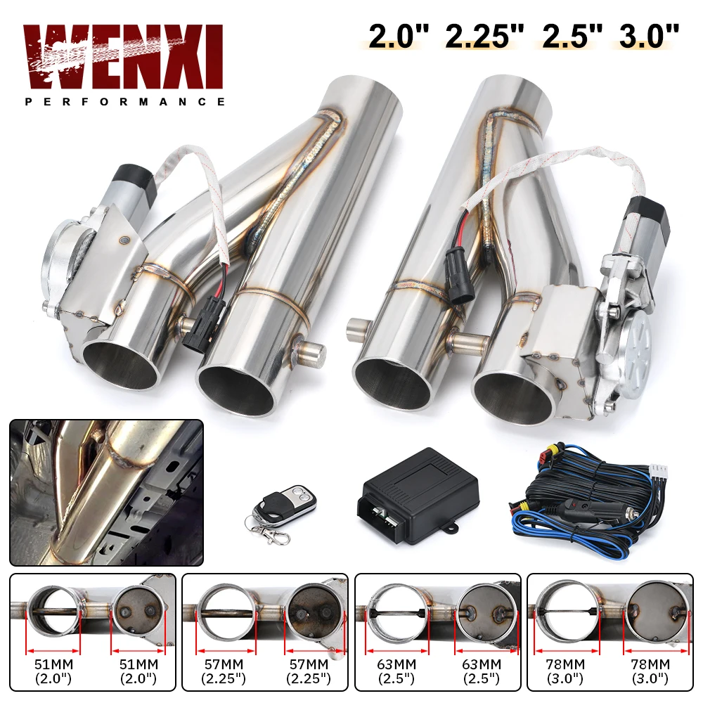 

Universal Stainless Steel 304 2" 2.25" 2.5" 3.0" Electric Exhaust Downpipe Cutout E-Cut Out Dual-Valve 1 in 2 Remote Wireless