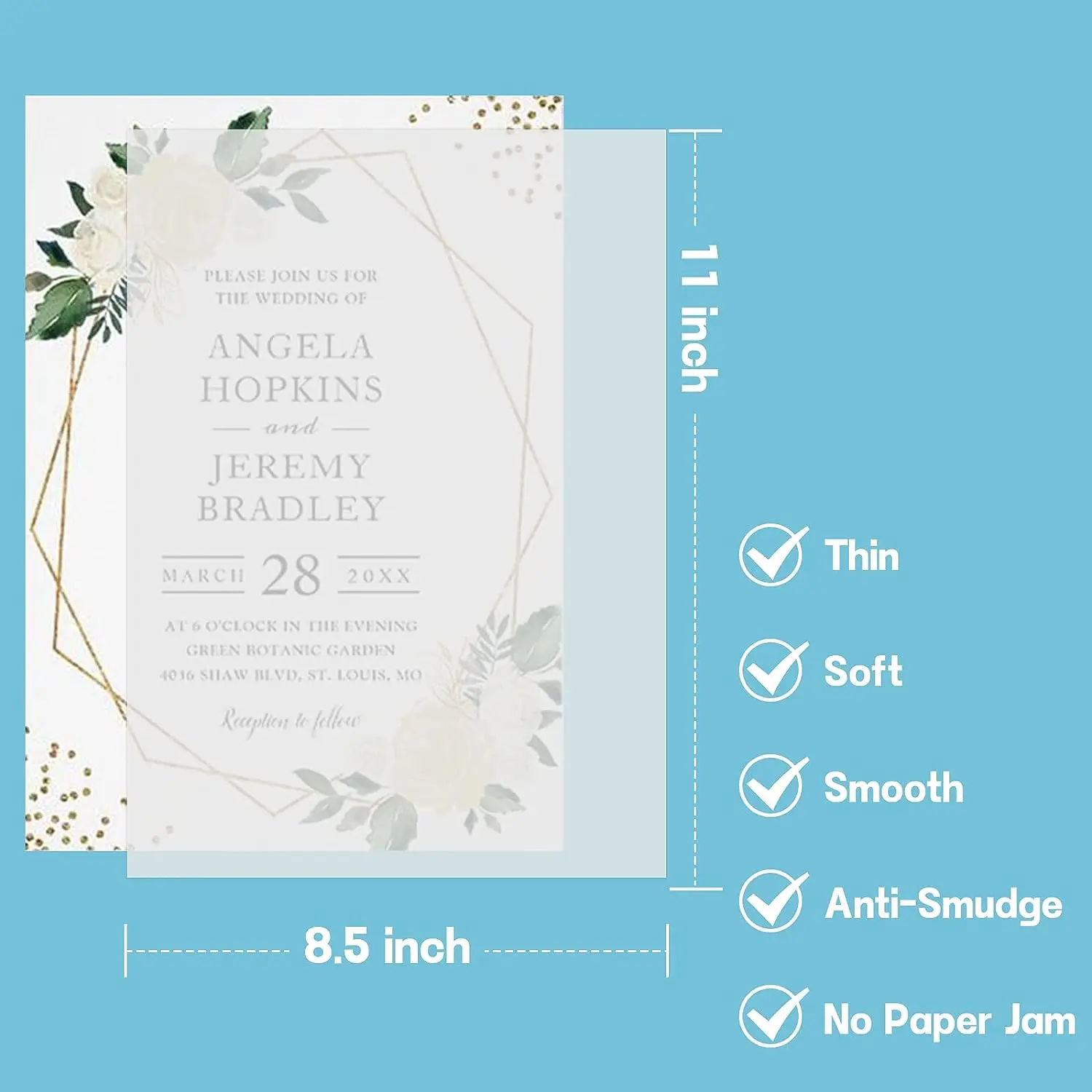 HTVRONT 50 Sheets 8.5X11in Vellum Paper Translucent Printable Tracing Paper Sheets Colored for Drawing Invitations Printing