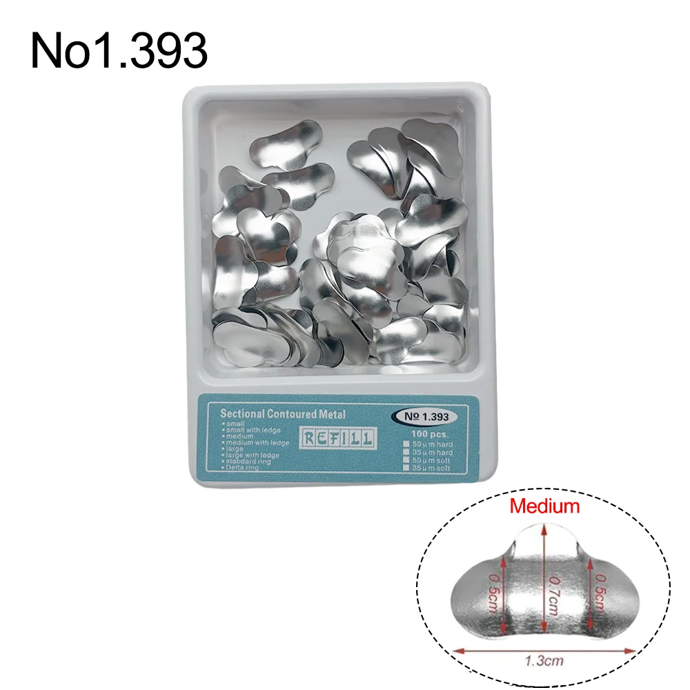 100PCS Dental Matrix Schnitt Konturierte Matrizen Band Kit Metall Ringe Zahnmedizin Matriz Materialien Zähne Kieferorthopädische Bilden
