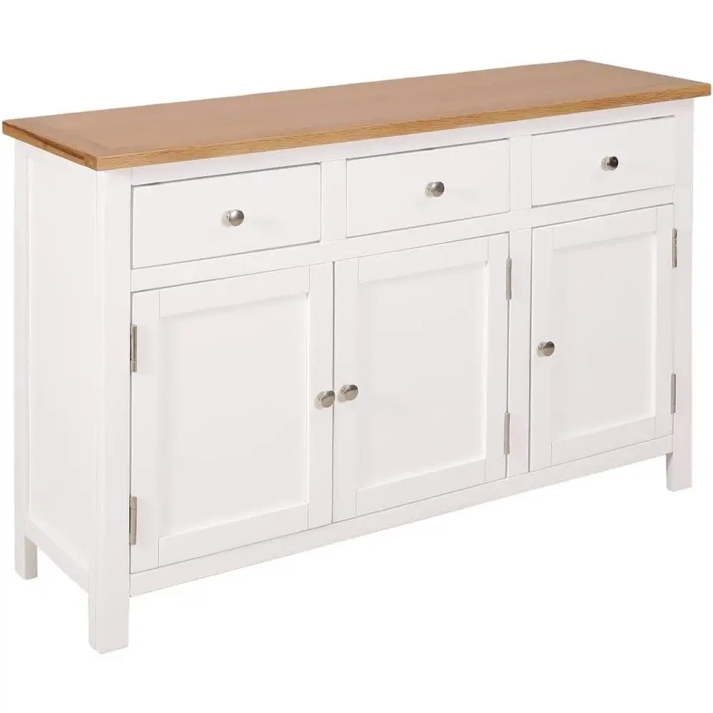 

Rustic Wall-Mounted Sideboard in Oak & Acacia Wood, Brown & White, 13.2x43.3x27.6 inches, for Home Bar or Dining Area