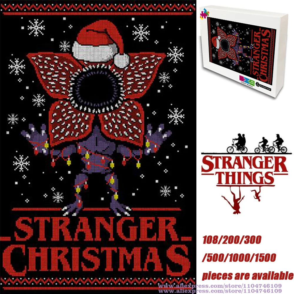 

Stranger Things Puzzle Jigsaw Stranger Christmas Puzzles 108/200/300/500/1000/1500Pcs Intelligence Puzzle for Kids Gift with Box