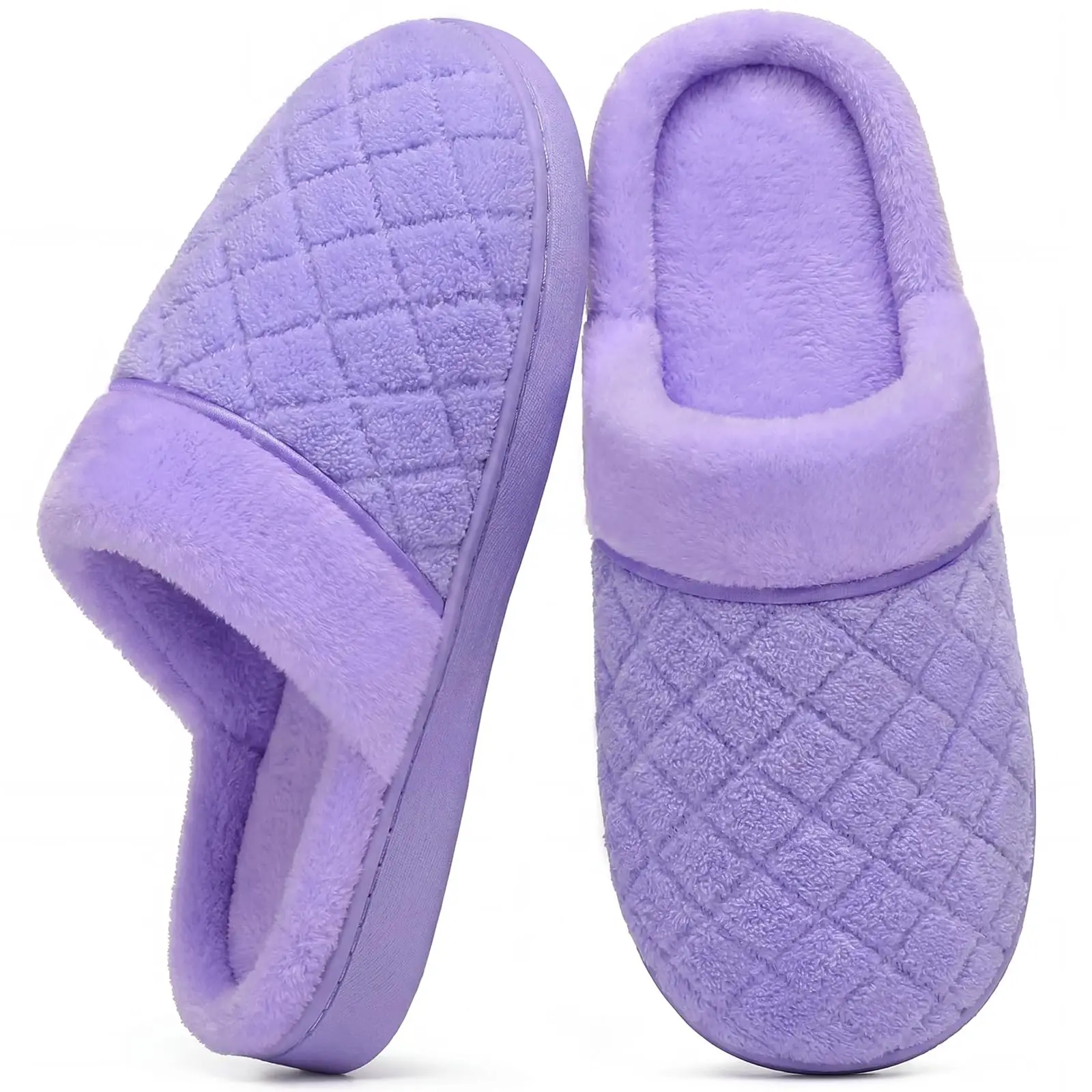 Smile Popcorn Women's Fluffy Winter Indoor Slippers Non-Slip Memory Foam Closed Toe Couples Plush House Shoes