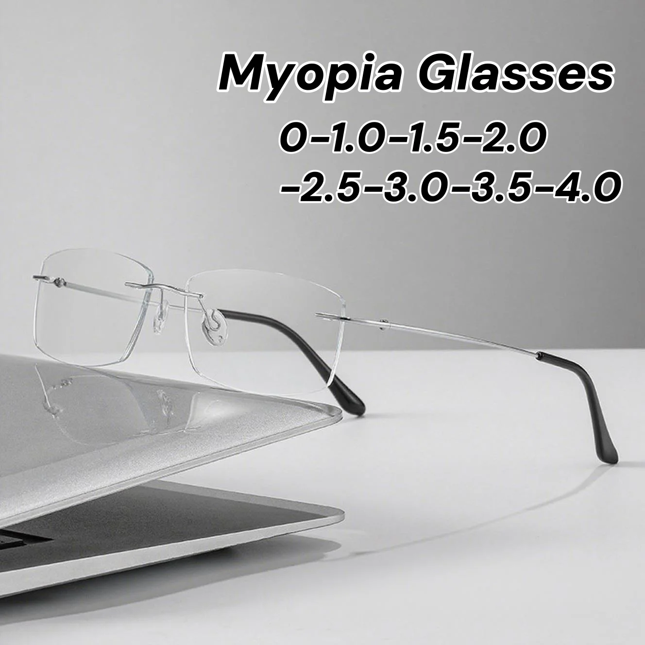 

Ultralight Rimless Myopia Glasses Vintage Retro Men Business NearSight Eyeglasses Finished Frameless Frame Minus Eyewear Diopter