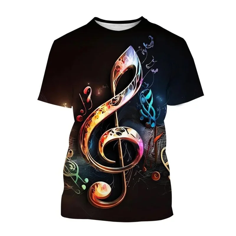 New 3D Music Note Printed T Shirt Children Fashion Streetwear Short Sleeves Funny Harajuku T-shirts For Men Hip Hop Clothing Tee