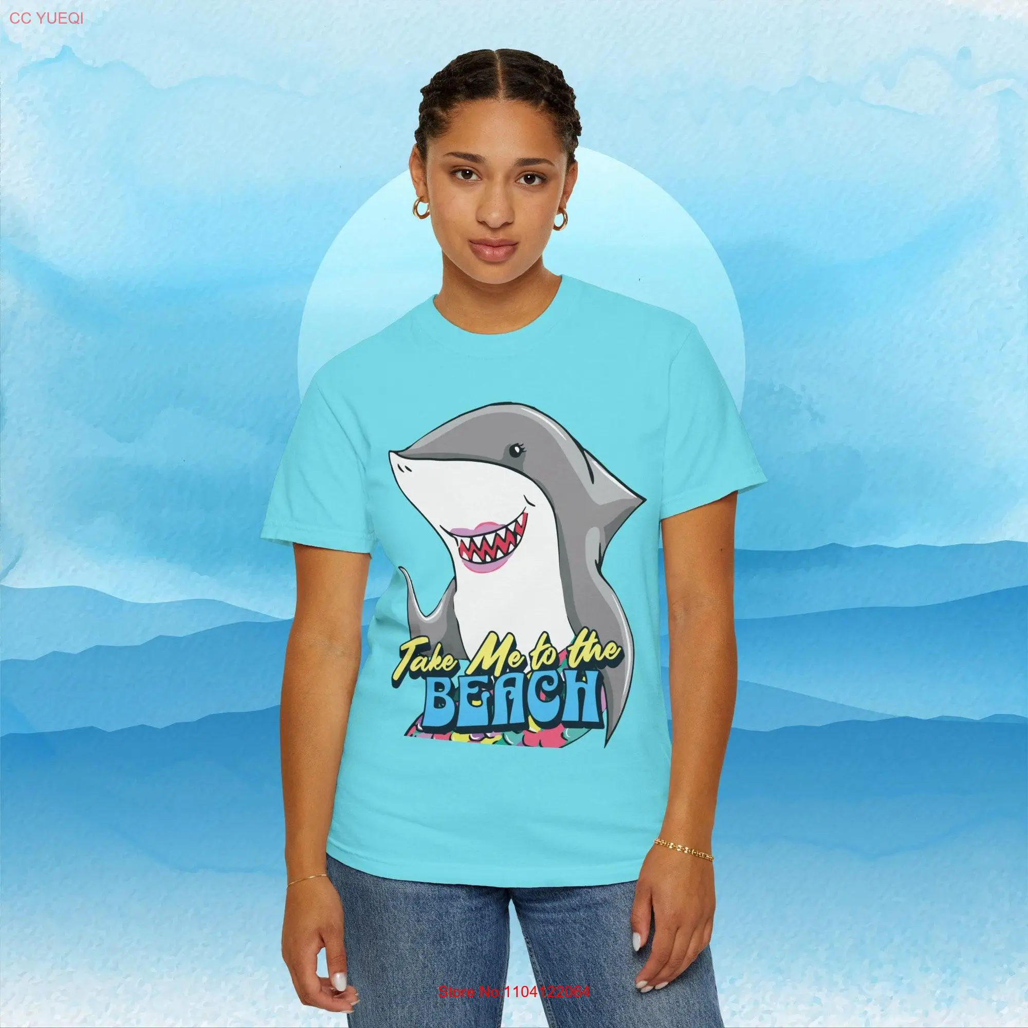 Mershark Beach T shirt Cute Beachwear with Sharkmaid Perfect Summer for Ocean Lovers long or short sleeves