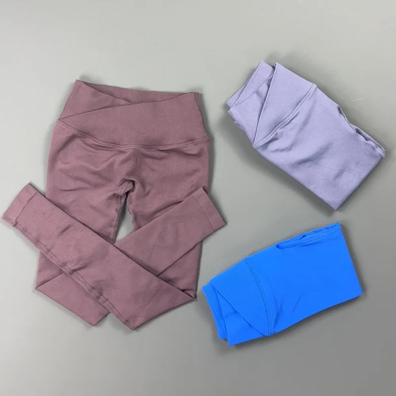 Crossover V Waist Fleece Lined Jogger Pants Women Butt Lifting Tummy Control High Stretch Pants Fitness Running Sports Leggings