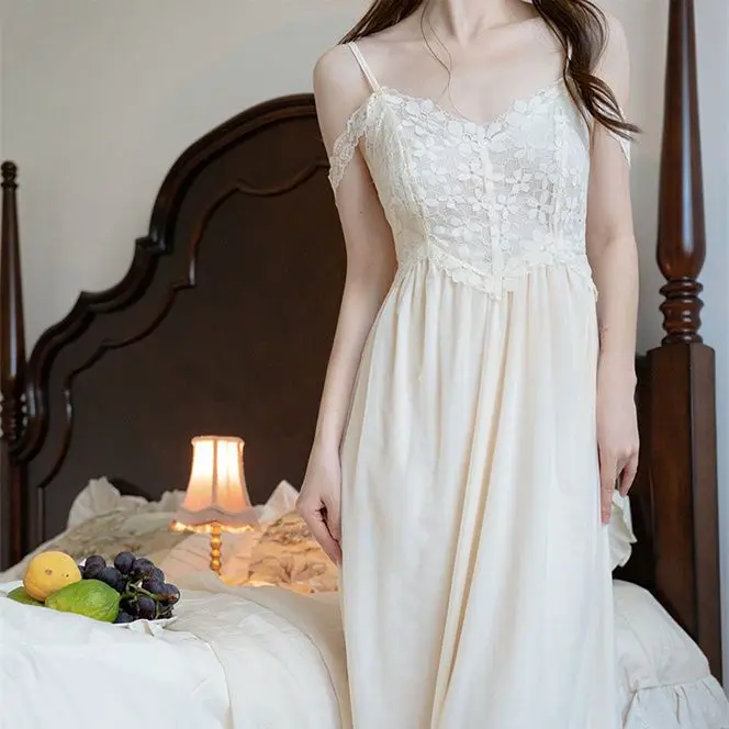 Mulheres sexy deslizamento camisola outono princesa sleepshirts vintage senhora meninas camisola estilo real pijamas pijamas