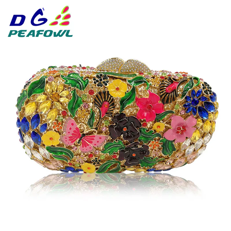 

Nigerian Wedding Shoes matching Evening Clutch Bags Custom Colorful Butterfly Floral Women Metallic Wallet Clutch Bags Purses