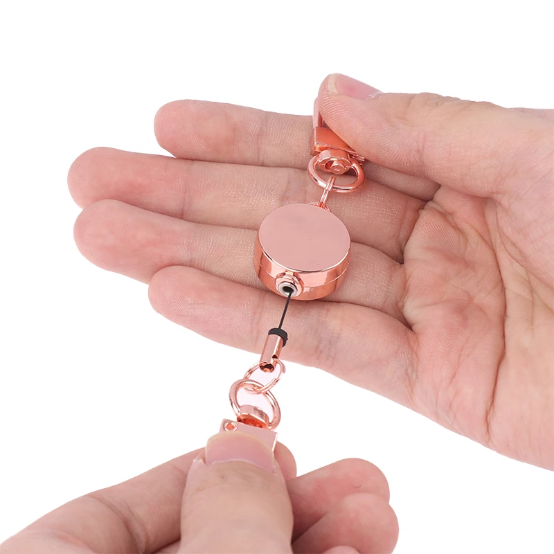 Sporty Retractable Key Ring Nurse Accessories Anti-theft Retractable Key Holder Metal Easy-to-pull Buckle Rope Elastic Keychain