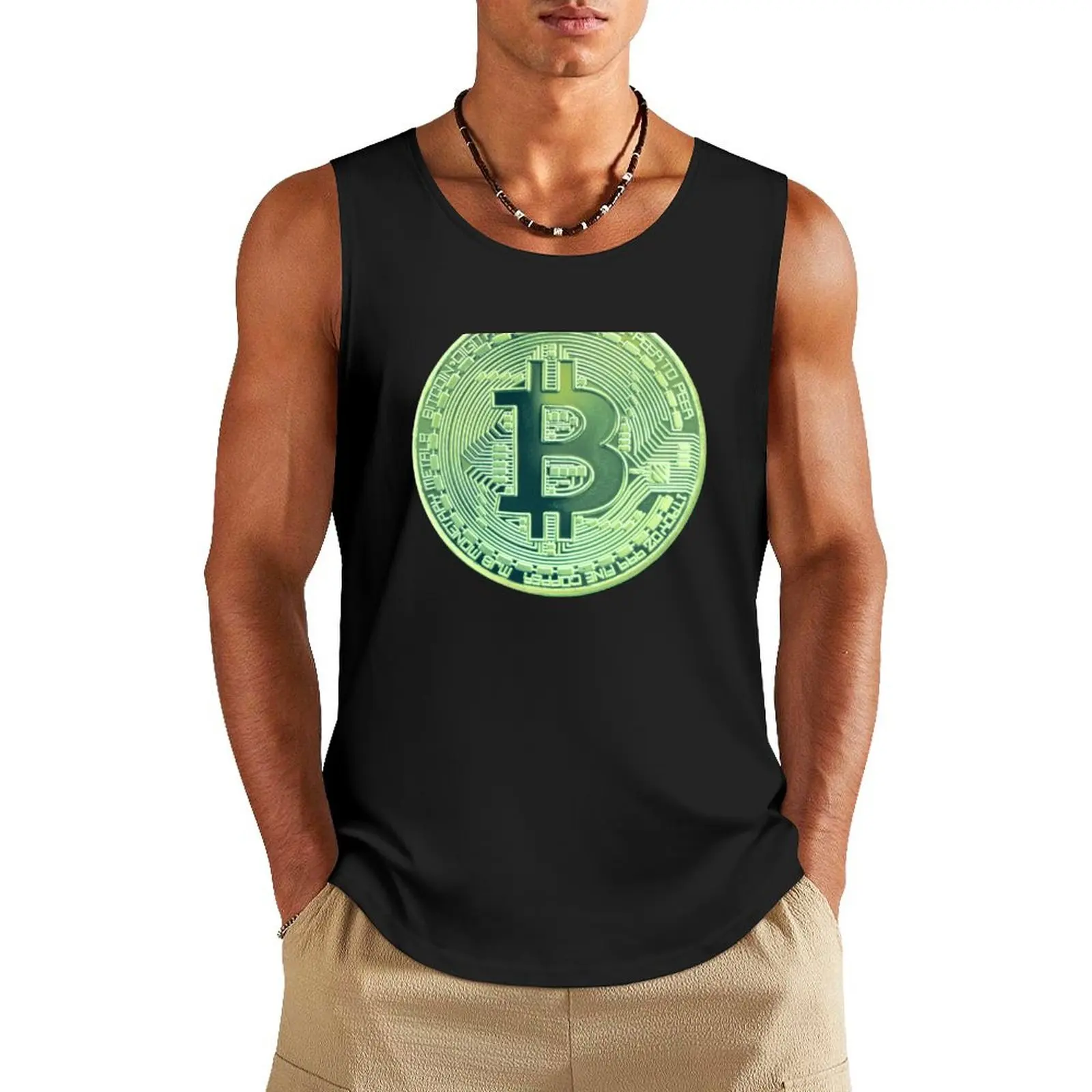 

Mint Green Bitcoin Tank Top Men's summer clothes 2025 sleeveless vests Men's sports t-shirt