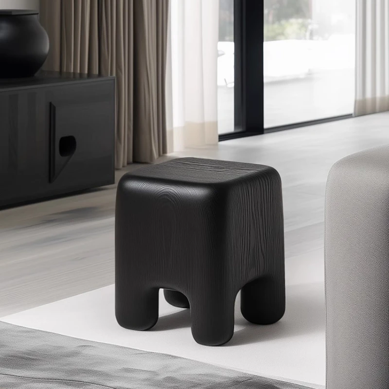 

Nordic minimalist solid wood stool wabi wind home low stool design sense creative shoe change bench black coffee table stool