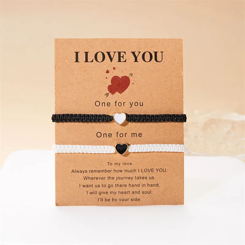 2er-Set mit farbenfrohen, herzförmigen, passenden Armbändern für Paare, Freundschaften, trendige Paar-Armbänder, Jahrestagsgeschenke zum Valentinstag – Detail 15