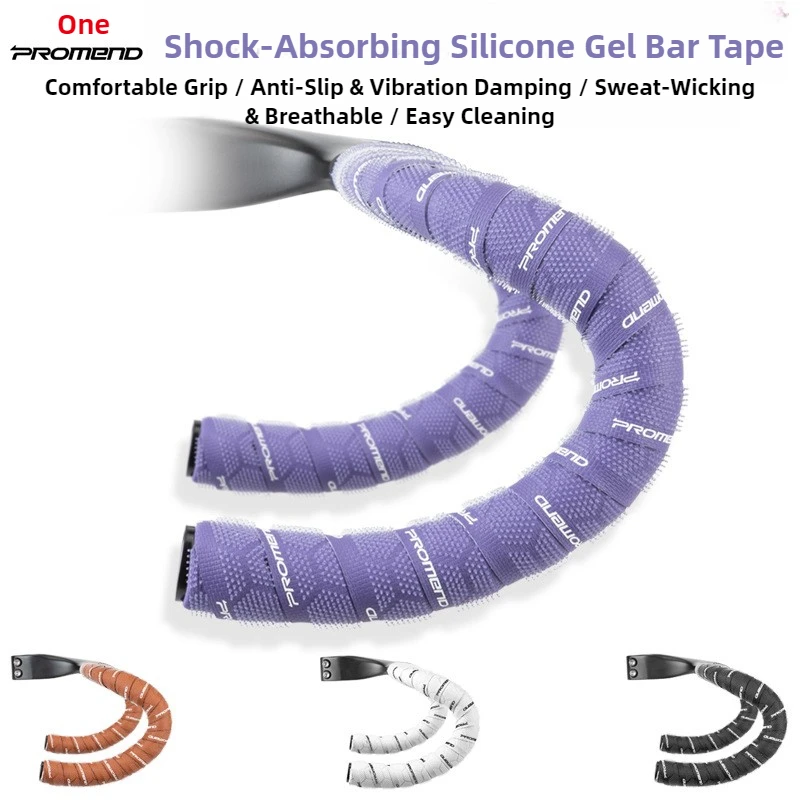 

PROMEND Shock-Absorbing Silicone Gel Bar Tape Anti-Slip Comfort Grip Sweat-Wicking & Vibration Damping for Road Bike Handlebar