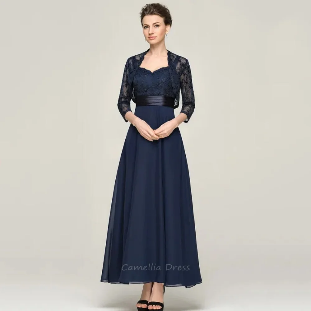 Two Pieces Mother of the Bride Dress for Women Customized Vintage A Line Lace Party Gown Chiffon Evening robe mother of bride