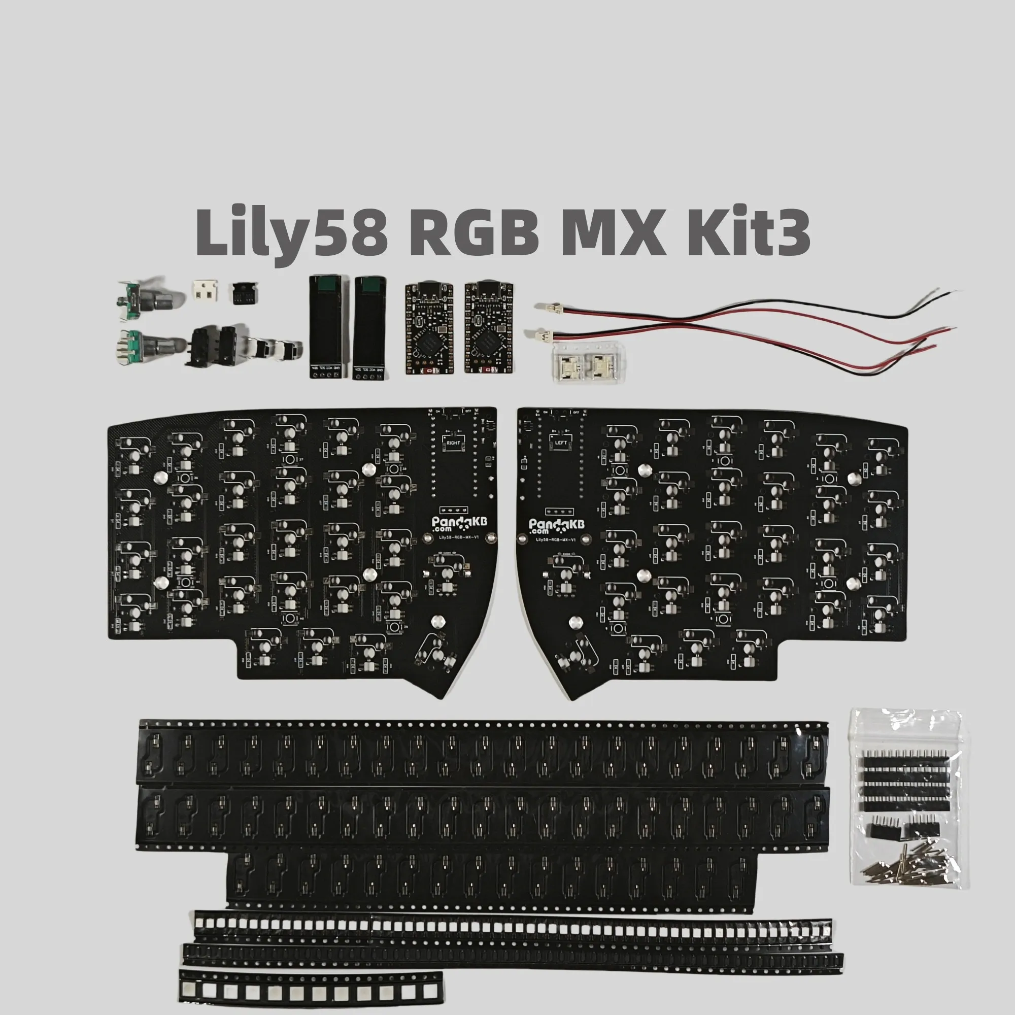 Imagem -04 - Rgb mx Pcb Kit Teclado Dividido Pcb Kit Personalizado com Fio ou sem Fio Faça Você Mesmo Lily58 Teclados Divididos Acessórios sem Solda Lily58