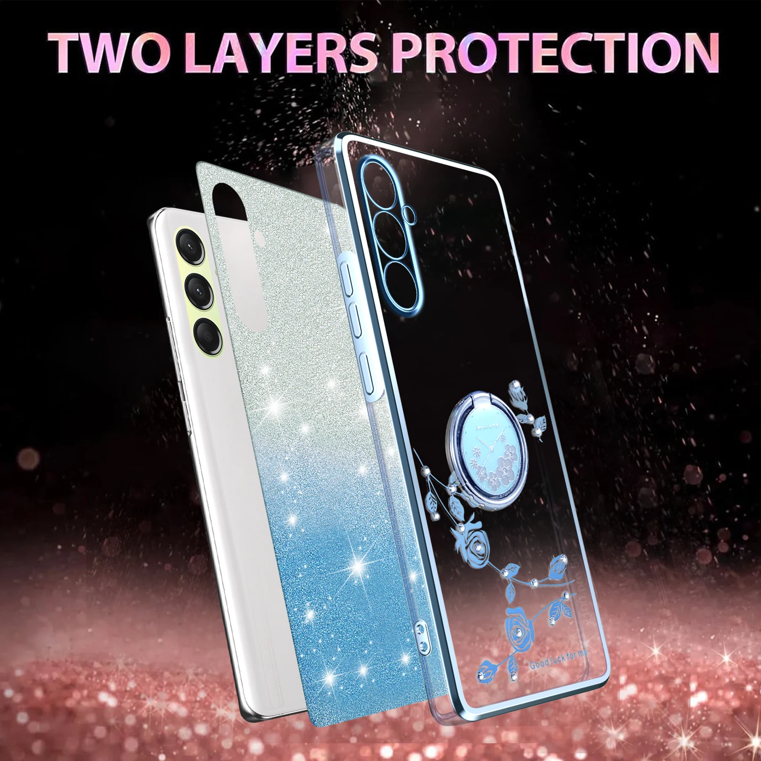 Plating Glitter Phone Case For Samsung Galaxy A12 A06 A18 A16 A17 A14 A13 A07 A05s 4G A15 5G Bracket Lens Protection Cover Cases
