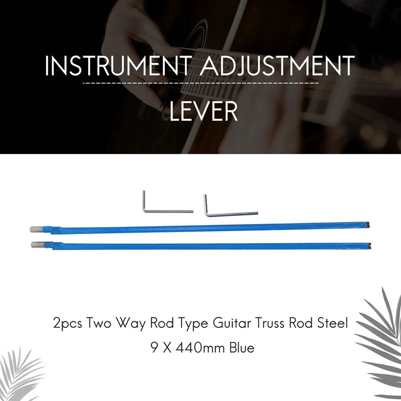 Truss Rod per chitarra tipo asta bidirezionale da 2 pezzi in acciaio 9 x 440 mm Blu-ABFB
