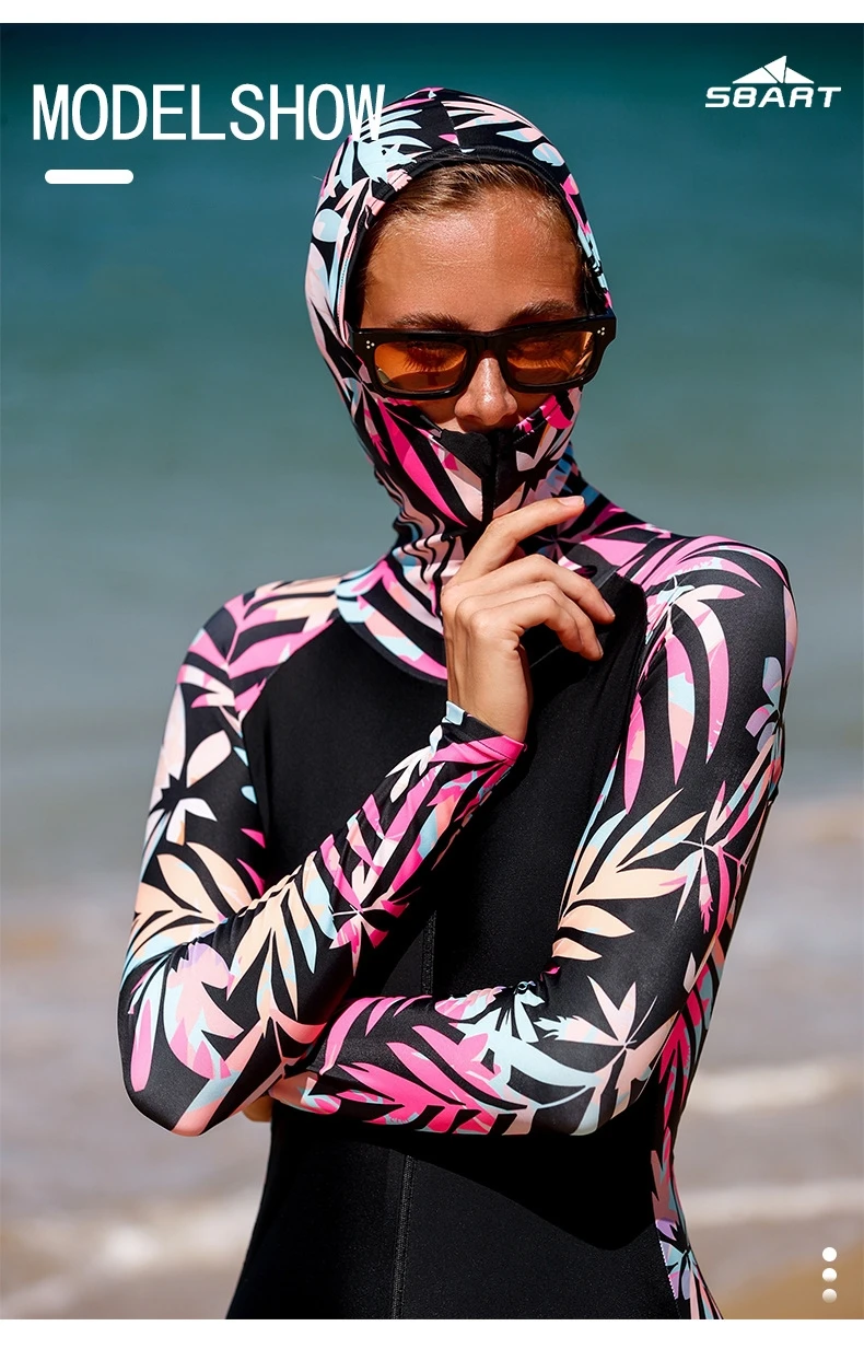 Women Full Body WaterProof Surfing Outdoor Swim Rash Guard One Piece Sun Protection Quick-Dry Beach Diving Suit SwimWear Hooded