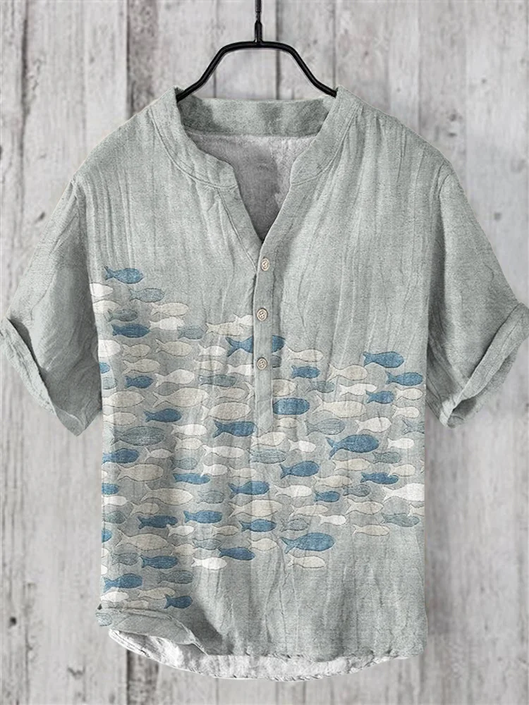 

Cardigan Men Clothes Offer Henry Shirt Mens Clothing 2024 Tops Japanese Vintage Clothes Short Sleeve Summer Men's