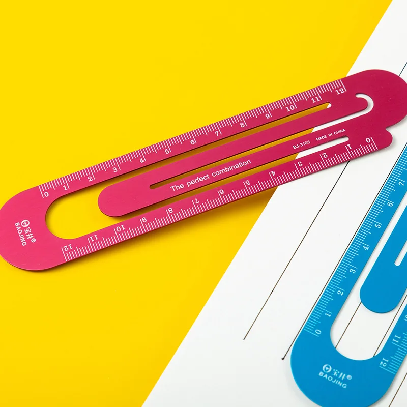 مسطرة إشارة مرجعية ذكية مقاس 12 سم - أسطوانة من الألومنيوم مع مشبك ورق، أداة دراسة متعددة الوظائف للطلاب #2