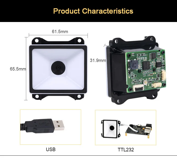 AKINDA RD4300 Fast-scanning USB Embedded 1D/2D Barcode Scanner Module CMOS QR Code Reader A4 Size in Stock