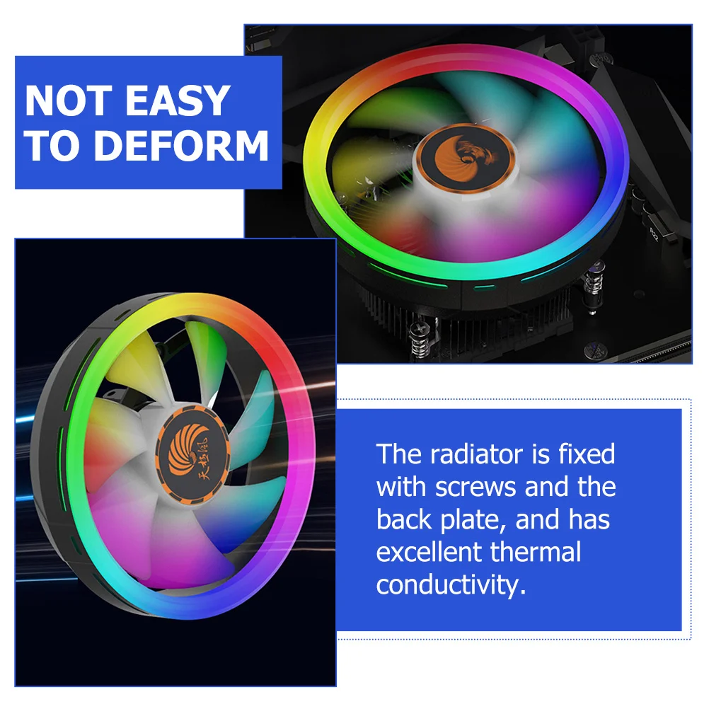 

12Cm 5-Color Led Rgb Lighting Cpu Fan High Airflow Low Profile Cooler For Lga1151 1150 1155 1156 90W Platform Gaming Pc Heat